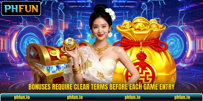 Bonuses require clear terms before each game entry Bonuses require clear terms before each game entry