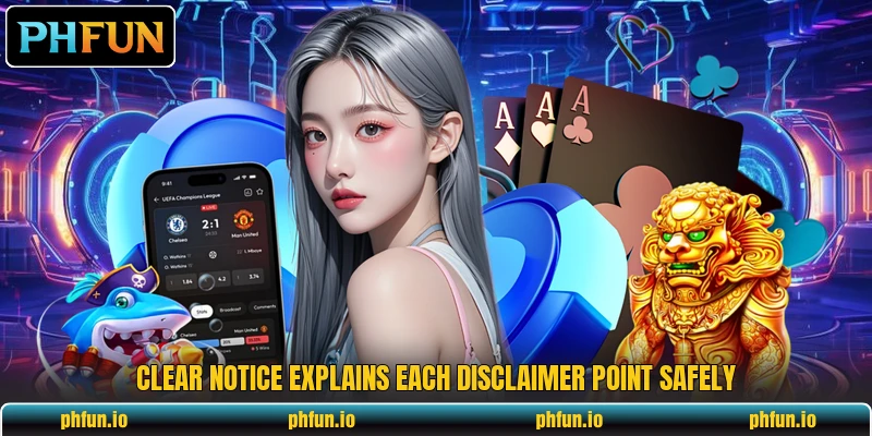 Clear notice explains each disclaimer point safely Clear notice explains each disclaimer point safely