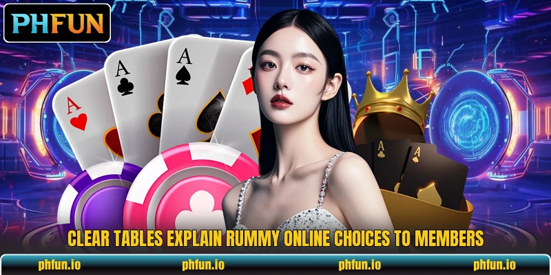 Clear tables explain rummy online choices to members