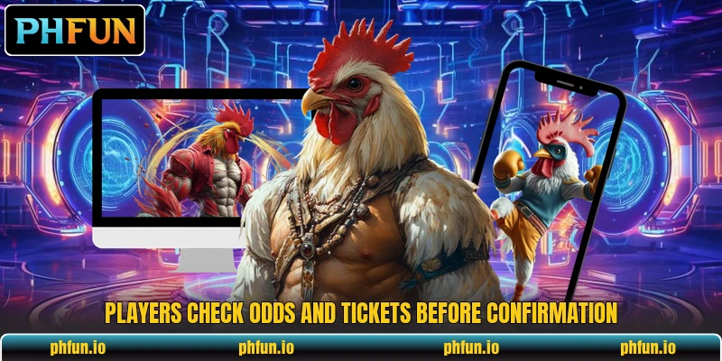 Players check odds and tickets before confirmation Players check odds and tickets before confirmation