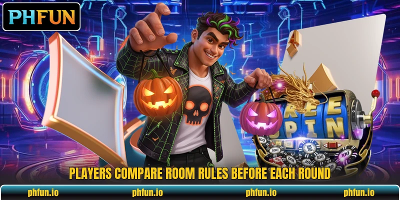Players compare room rules before each round
