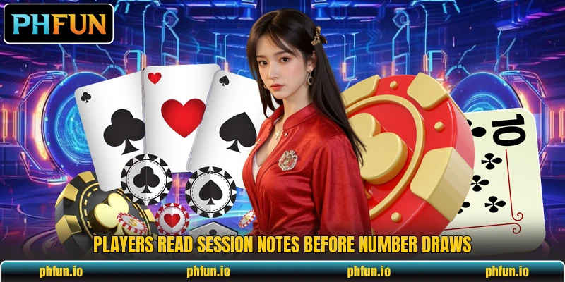 Players read session notes before number draws Players read session notes before number draws