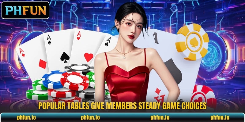 Popular tables give members steady game choices