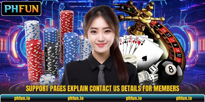 Support pages explain contact us details for members Support pages explain contact us details for members